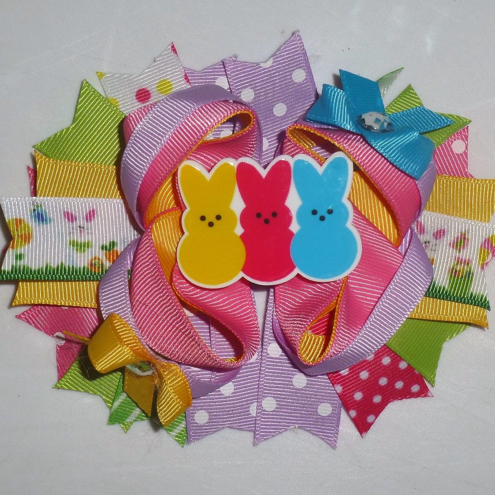 Easter Bunny Peeps Girls 5-Inch Hair Bow Clip